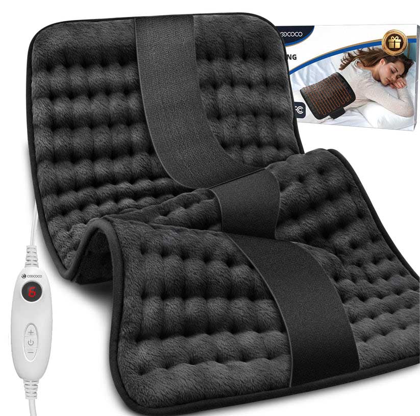 Heating Pad for Back, CooCoCo Heated Pad Wrap for Period Cramps - CO-NA-H2421B-US